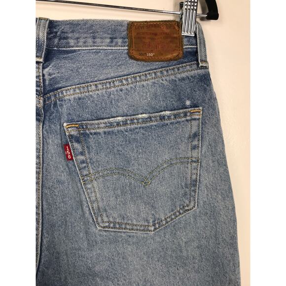 Levis Patchwork Quilt 501 Jeans 29 Upcycled 150th Anniversary Boho Denim - Picture 9 of 15